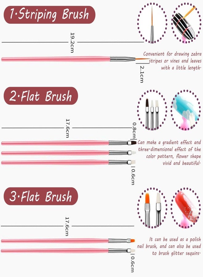 Kootinn 15 Pcs Nail Art Acrylic Brush Set Painting Pen Art Salon Brush Tools Nail Decoration Kit (Pink) - Image 5