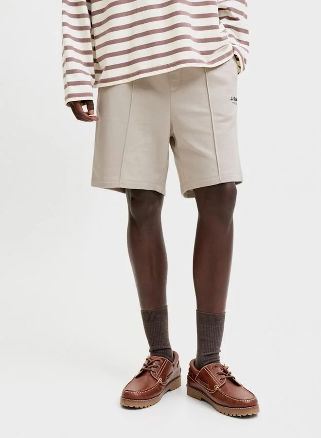 JACK & JONES Men Cream Pintuck Detail Sweat Shorts