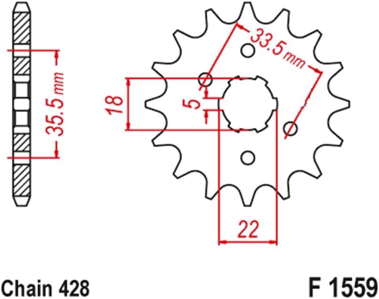 QASULER 428 14T Motorcycle Front Sprocket Pinion - Image 2