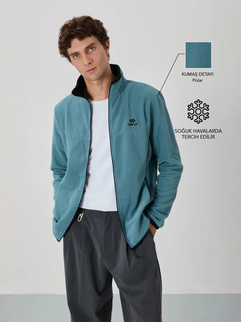 تومي لايف TOMMY Men's Plush Zip-front Sweatshirt