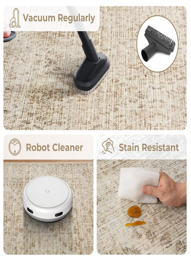 ميولي سجادة ممر قابلة للغسل من ميولي، مقاس 2×6، سجادة طويلة عتيقة للممرات والمطابخ وغرف النوم وغرف الغسيل والحمامات، سجادة أرضية ناعمة مانعة للانزلاق ومقاومة للبقع، لون بيج محايد - Image 4