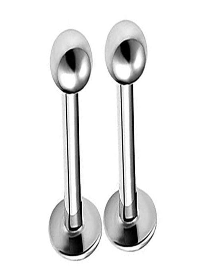 Ervio Stud Lip Ring 2-Piece Stainless Steel Body Piercing Jewelry Set with 16g Labret Lip Ring Tragus Snakebite Monroe Triple Forward Helix Conch Medusa Lobe Studs - Image 1