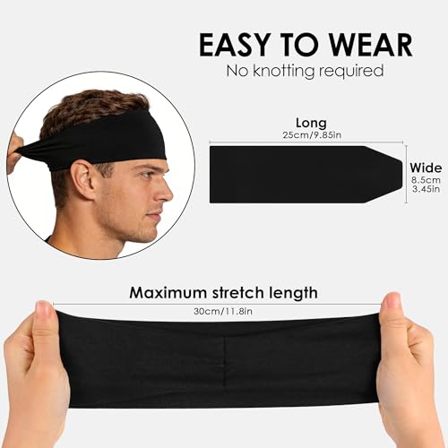 DiyJibb Sport Headbands for Men - 7 Pcs Sweat Absorbent Running Headband for Fitness Workout Running Rugby Baseball Yoga High Intensity Interval Training, Unisex Sweatband for Both Men and Women（Black） - Image 2