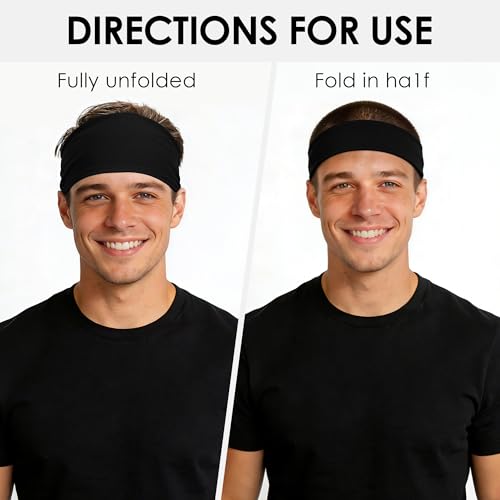 DiyJibb Sport Headbands for Men - 7 Pcs Sweat Absorbent Running Headband for Fitness Workout Running Rugby Baseball Yoga High Intensity Interval Training, Unisex Sweatband for Both Men and Women（Black） - Image 3