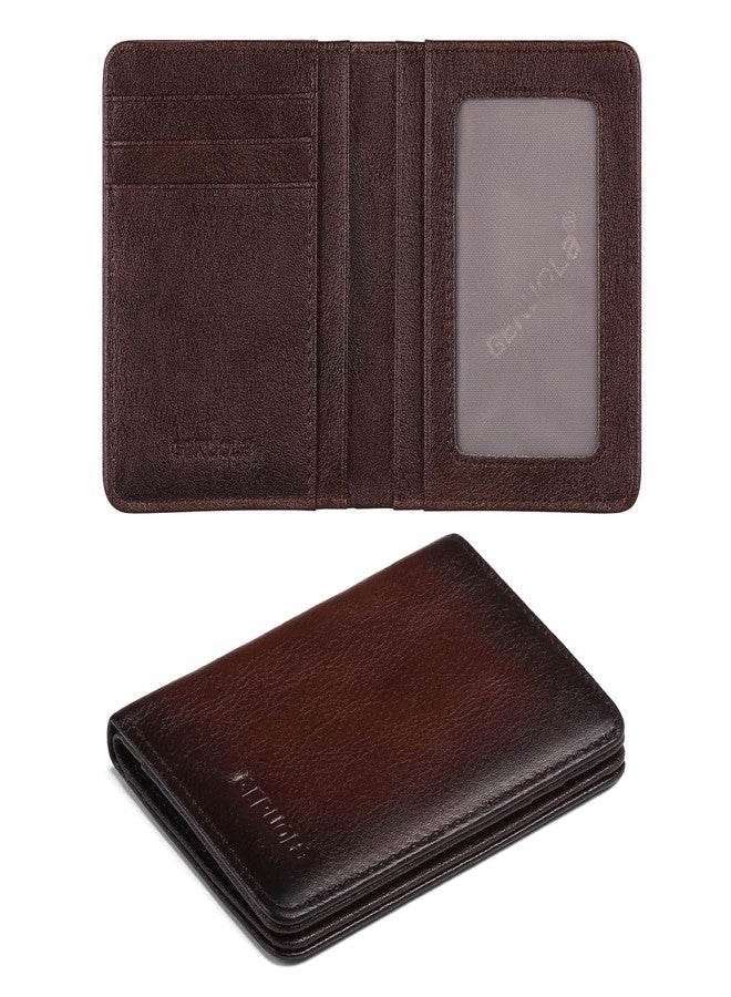 GERUOLA Bifold Slim Men Wallet Genuine Leather Thin, Small Vertical RFID Blocking Wallets for Men ，Compact & Stylish with Clear ID Windows (Coffee) - Image 1