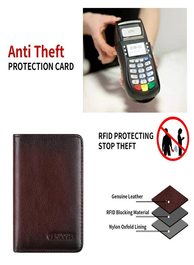 GERUOLA Bifold Slim Men Wallet Genuine Leather Thin, Small Vertical RFID Blocking Wallets for Men ，Compact & Stylish with Clear ID Windows (Coffee) - Image 5