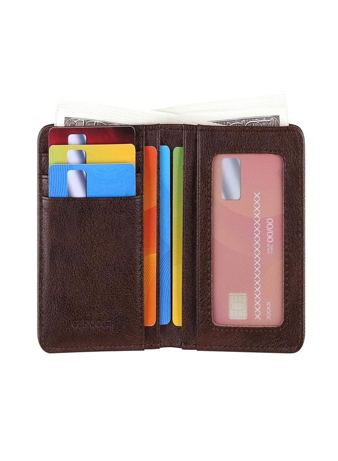 GERUOLA Bifold Slim Men Wallet Genuine Leather Thin, Small Vertical RFID Blocking Wallets for Men ，Compact & Stylish with Clear ID Windows (Coffee) - Image 4