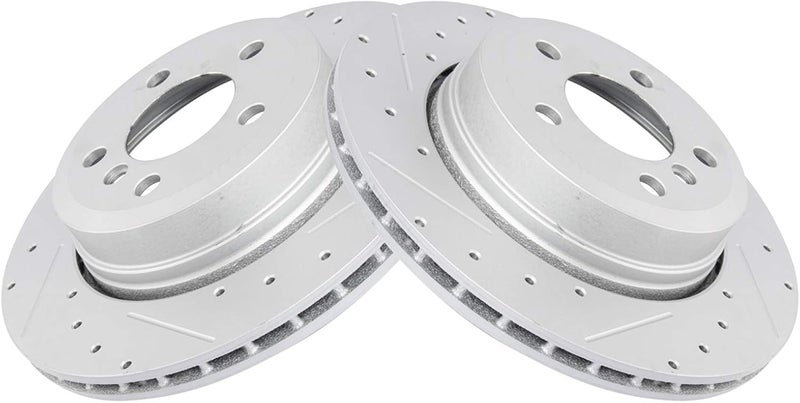 TRQ Rear Brake Rotor Set G Coated Drilled and Slotted Vented Compatible with 2004-2010 BMW X3 - Image 2