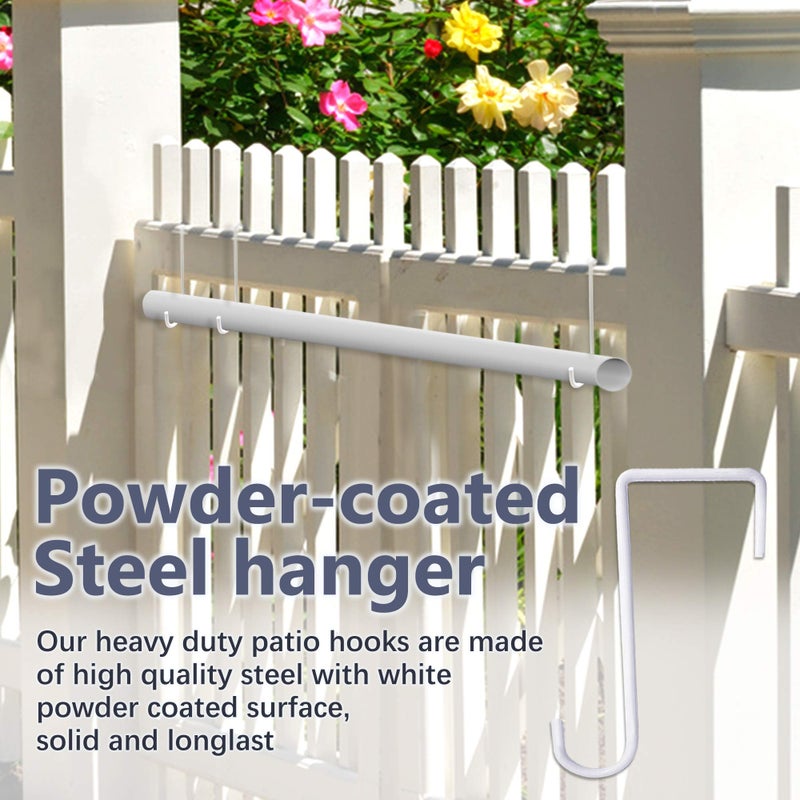 JOYSEUS 12pcs Vinyl Fence Hooks, 2 x 6 Inches Patio Hooks, White Powder Coated Steel Fence Hooks Hangers for Hanging Plants, Lights, Pool Equipmentâ€¦ - Image 2