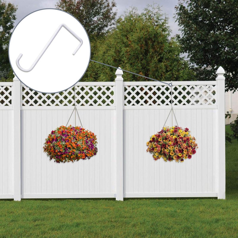 JOYSEUS 12pcs Vinyl Fence Hooks, 2 x 6 Inches Patio Hooks, White Powder Coated Steel Fence Hooks Hangers for Hanging Plants, Lights, Pool Equipmentâ€¦ - Image 4