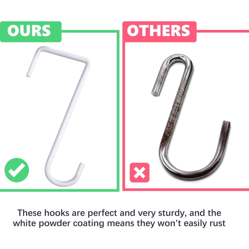 JOYSEUS 12pcs Vinyl Fence Hooks, 2 x 6 Inches Patio Hooks, White Powder Coated Steel Fence Hooks Hangers for Hanging Plants, Lights, Pool Equipmentâ€¦ - Image 5