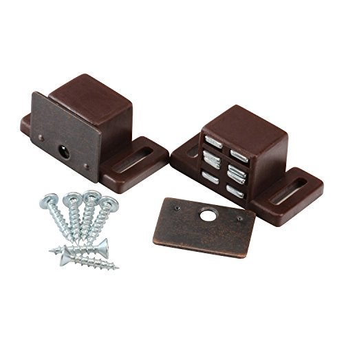 ROK Rok Hardware Heavy Duty 15 lb High Magnetic Cabinet Door Catch Latch, Brown (2 Pack)  - Image 1