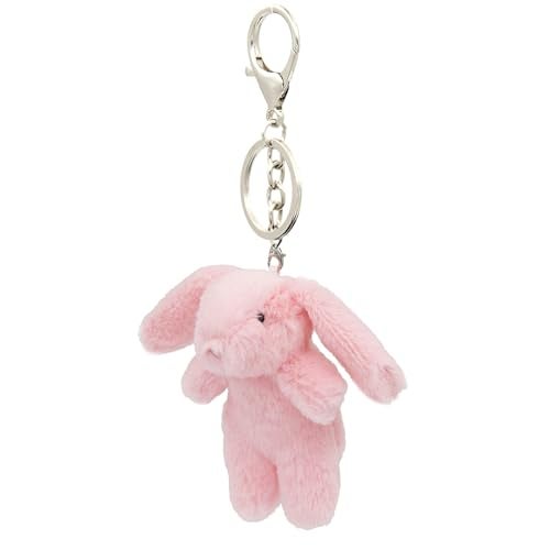 Spenlly Cute Bunny Bag Charm, Kawaii Bunny Keychain 3.5" Inch Mini Rabbit Purse Charm Decoration for Women Girls (Pink) - Image 1