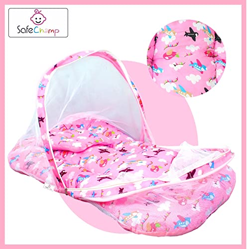 SafeChamp SafeChamp Skyler Baby Feeding Pillow, Bedding Set with Mosquito net and Sleeping Bag Combo (Pink) - Image 2