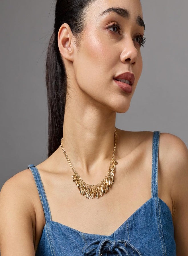 KUSHAL'S Fashion Jewellery Gold Polished Copper Trendy Necklace, Best for Casual Wear & Special Occasion - 454979 - Image 5
