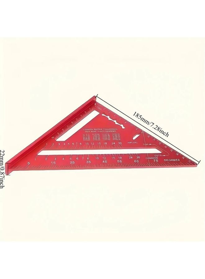 Red 12 Inch Aluminum Alloy Triangular Ruler Serrated Edge Non Slip Grip for Woodworking - Image 5