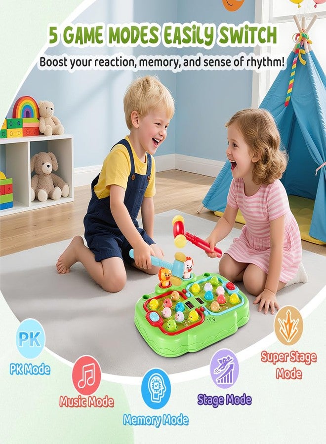 YOHOOLYO Whack A Mole Game for Toddlers, Interactive Pounding Toy for 3 Year Old Boys and Girls, Educational Whack Mole Game for Kids with Sound and Light, Gifts for Ages 3+, 2 Hammers & 5 Modes - Image 5