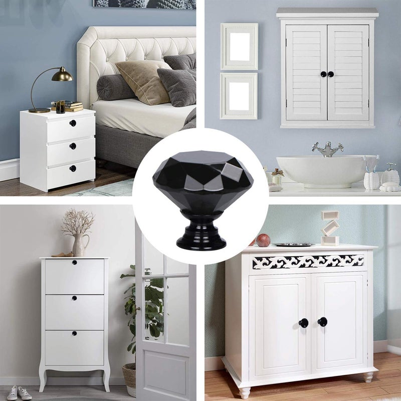 Yourgift 12 Pack Drawer Knobs Diamond Shaped Crystal Glass 30Mm Cabinet Knobs Pull Handles (30 Mm 12 Pack All Black) - Image 5