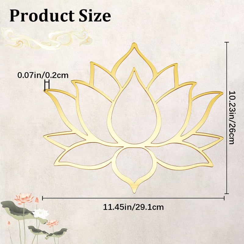 CREATCABIN Mandala Lotus Acrylic Mirror Wall Stickers Flower 3D Mirror Decals Golden Mirror Modern Art Mural Wall Stickers Decor Self-Adhesion Removable for Living Room Bedroom Home 11.5 x10.2Inch - Image 2