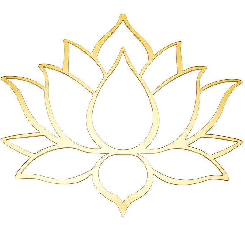 CREATCABIN Mandala Lotus Acrylic Mirror Wall Stickers Flower 3D Mirror Decals Golden Mirror Modern Art Mural Wall Stickers Decor Self-Adhesion Removable for Living Room Bedroom Home 11.5 x10.2Inch - Image 1