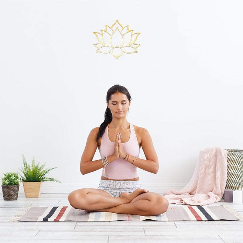CREATCABIN Mandala Lotus Acrylic Mirror Wall Stickers Flower 3D Mirror Decals Golden Mirror Modern Art Mural Wall Stickers Decor Self-Adhesion Removable for Living Room Bedroom Home 11.5 x10.2Inch - Image 4