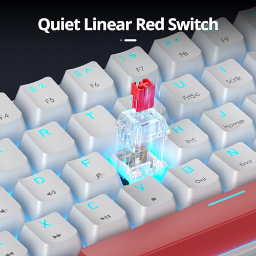 surmen 60% Mechanical Gaming Keyboard with Linear Red Switch, Wired Mini Compact Keyboard 60 Percent Backlit for Laptop Desktop PC Gamers （61 White-Ice Blue） - Image 2