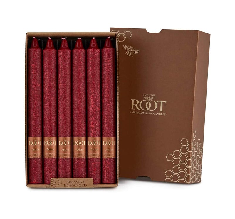 Root Candles Unscented Dinner Candles Premium Beeswax Blend Boxed Candle Set, 9-Inch, Garnet, 12-Count - Image 5