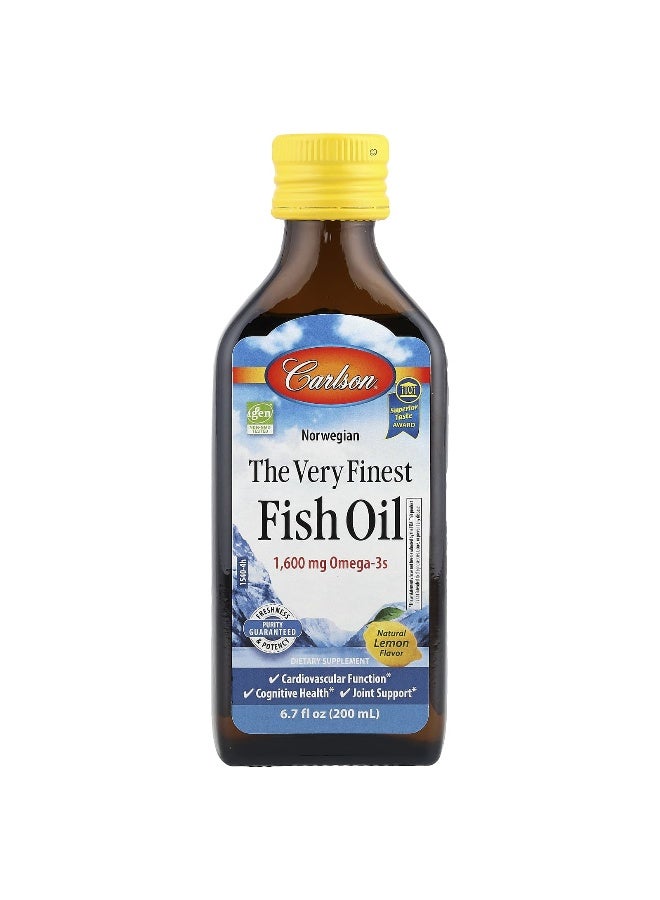 Carlson, Norwegian, The Very Finest Fish Oil, Natural Lemon, 6.7 fl oz (200 ml) (Packaging may vary) - Image 1