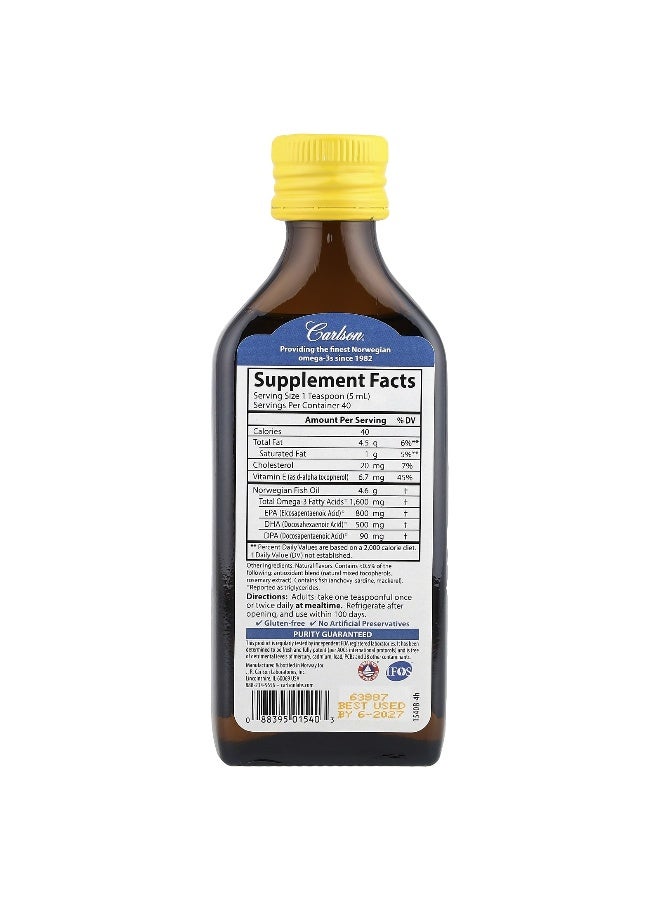 Carlson, Norwegian, The Very Finest Fish Oil, Natural Lemon, 6.7 fl oz (200 ml) (Packaging may vary) - Image 2