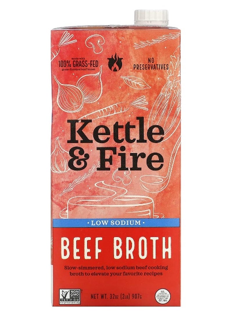 Kettle & Fire, Beef Broth, Low Sodium, 32 oz (907 g) - Image 1