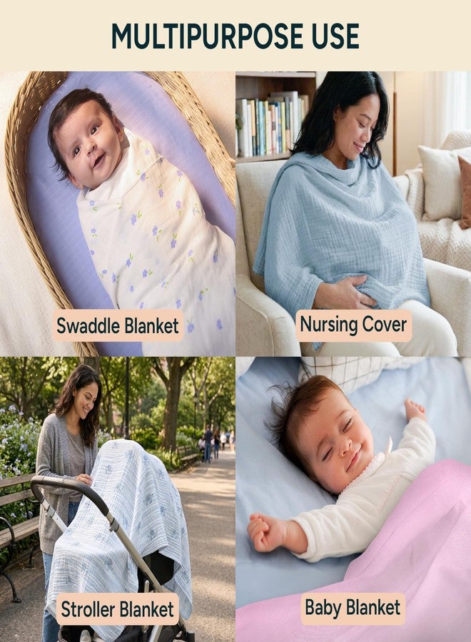 NINTARABABY Extra-Large Swaddle - 100% Organic Premium Muslin Cotton, 47" x 47" (119 cm x 119 cm), Ultra-Soft, Breathable & Lightweight, Multipurpose, Hypoallergenic, Gift for Newborn Girls - Image 5