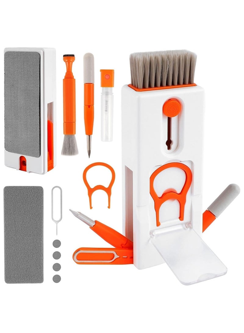 Multi-functional Cleaning Kit – 11 in 1 Multi-Functional Keyboard Cleaning Kit, Portable Electronics Cleaner for Laptop, Mobile, AirPods, MacBook, iPad, PC, Tablet  More (Orange) - Image 1