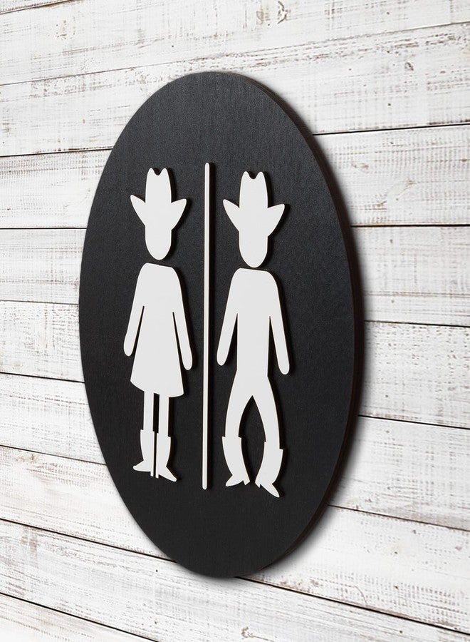 Nichake Western Bathroom Decor Funny Bathroom Door Signs,3D cowboy cowgirl Shiplap Signs,Farmhouse Decoration Plaque for Bathroom Wall Art,Modern Rustic Decor for Toilet Restroom Shelf - Image 2