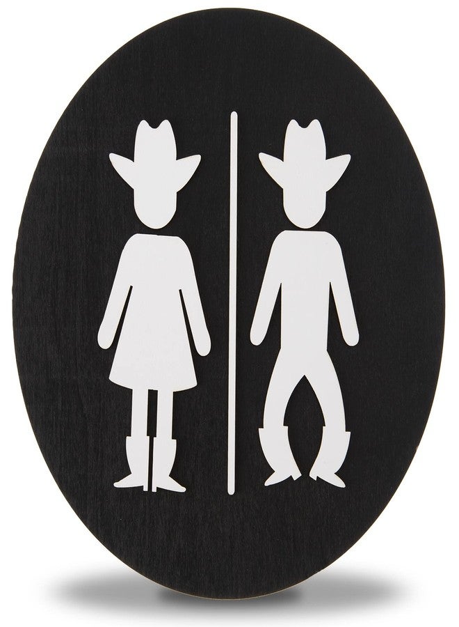 Nichake Western Bathroom Decor Funny Bathroom Door Signs,3D cowboy cowgirl Shiplap Signs,Farmhouse Decoration Plaque for Bathroom Wall Art,Modern Rustic Decor for Toilet Restroom Shelf - Image 1