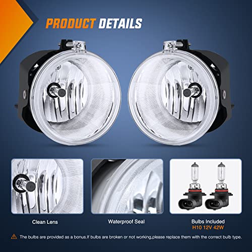 Nilight Bumper Fog Light Compatible with 2005 2006 2007 2008 2009 2010 Dodge Dakota Durango Jeep Commander Grand Cherokee Raider Chrysler Aspen 300 SRT8 - Image 2