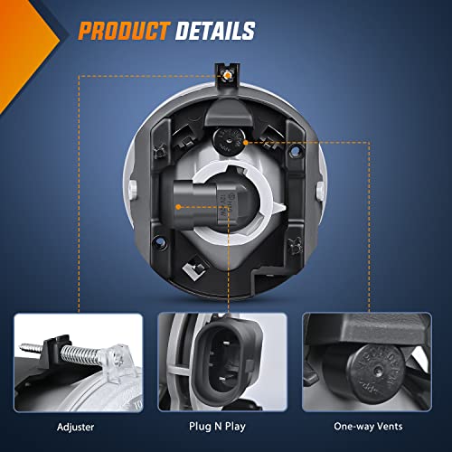 Nilight Bumper Fog Light Compatible with 2005 2006 2007 2008 2009 2010 Dodge Dakota Durango Jeep Commander Grand Cherokee Raider Chrysler Aspen 300 SRT8 - Image 3