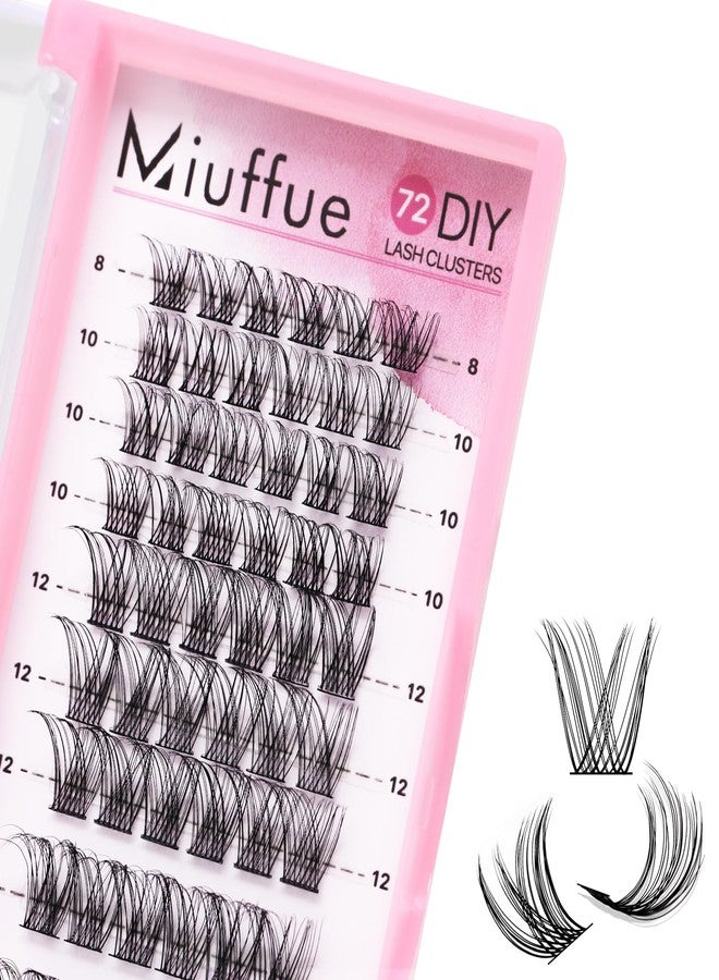 Miuffue Cluster Lashes Wispy 72 Pcs Individual Lashes Cluster Eyelash Extensions Clusters Mink False Eyelashes Super Thin Band Eyelash Clusters (Diamond, D-8-16mix) - Image 1