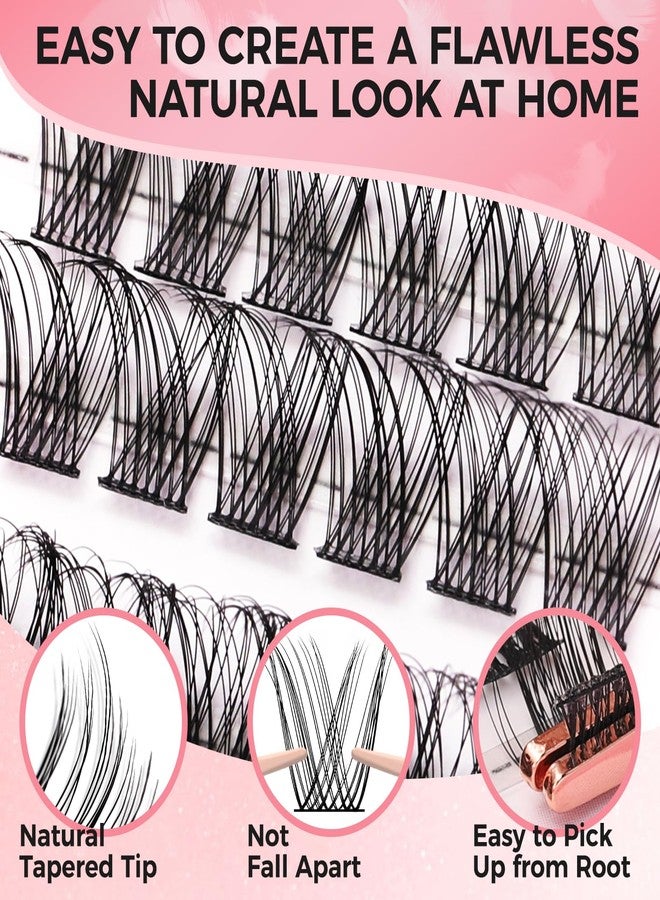 Miuffue Cluster Lashes Wispy 72 Pcs Individual Lashes Cluster Eyelash Extensions Clusters Mink False Eyelashes Super Thin Band Eyelash Clusters (Diamond, D-8-16mix) - Image 3