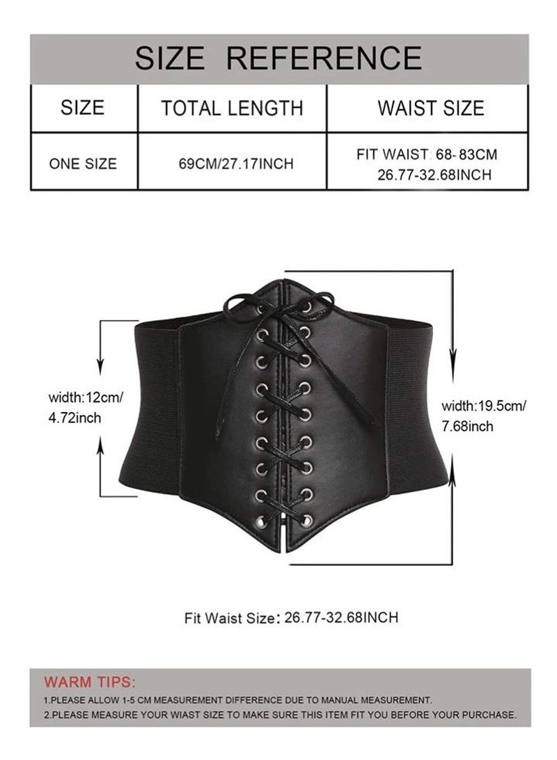 Shein Women's Black Waist Corset Belt with Faux Leather and Lace-up Design - Image 3