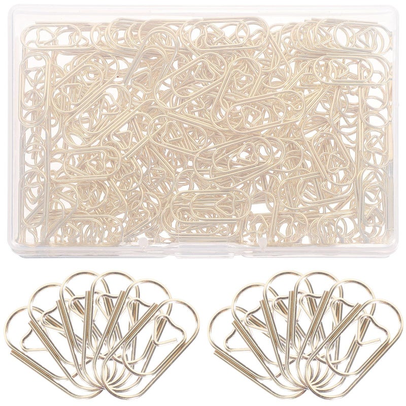 Gold 20mm Heart Shaped Metal Paper Clips 150pcs for Office Document Filing - Image 2