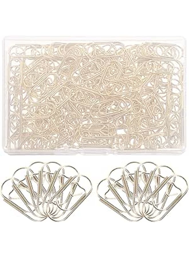 Gold 20mm Heart Shaped Metal Paper Clips 150pcs for Office Document Filing - Image 1