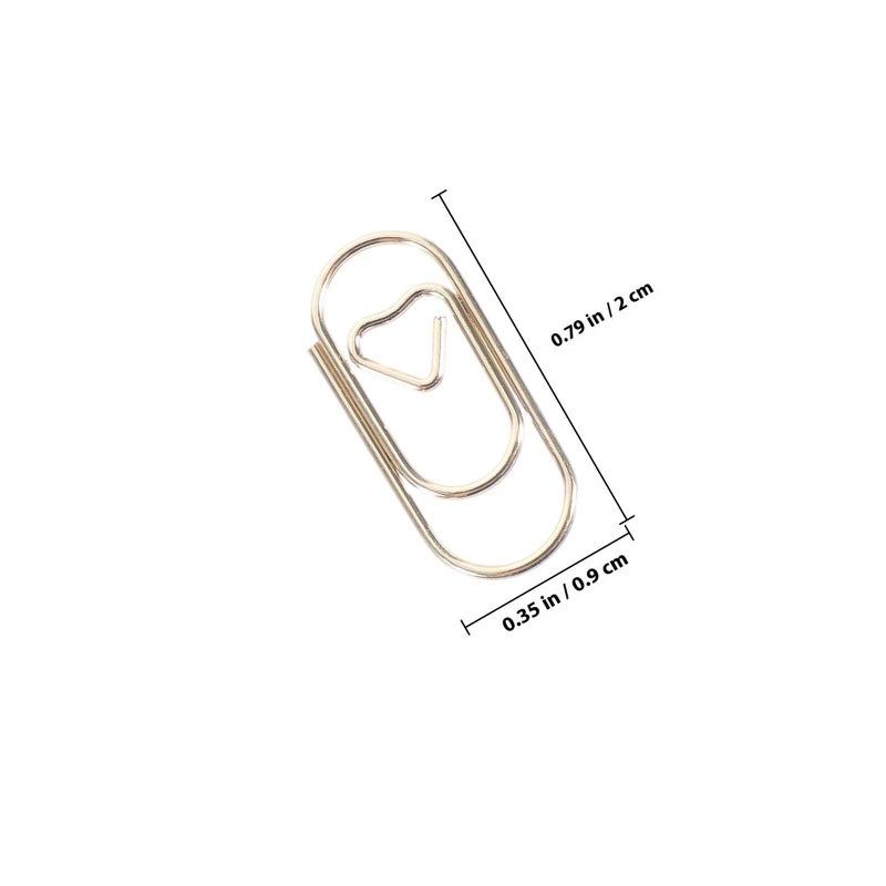 Gold 20mm Heart Shaped Metal Paper Clips 150pcs for Office Document Filing - Image 3