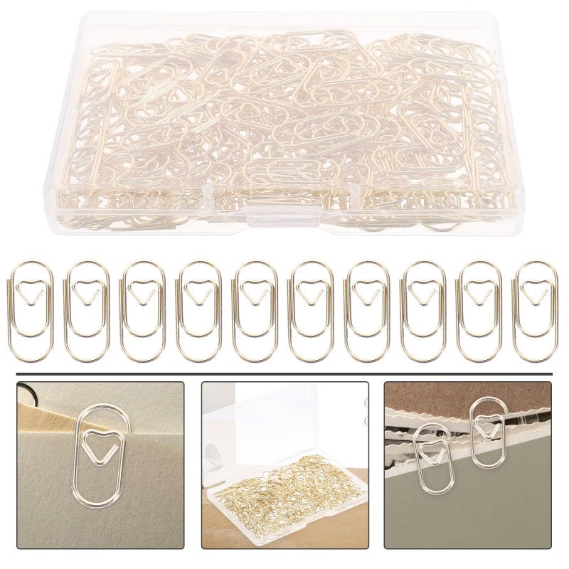 Gold 20mm Heart Shaped Metal Paper Clips 150pcs for Office Document Filing - Image 4
