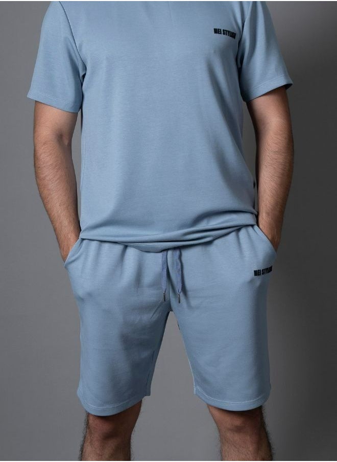 Mei Stylish - Men Active Wear Solid Breathable T-shirt and Short Tracksuit Set - Image 1