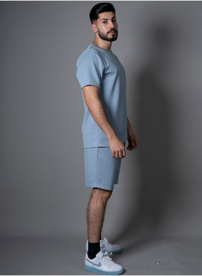 Mei Stylish - Men Active Wear Solid Breathable T-shirt and Short Tracksuit Set - Image 1