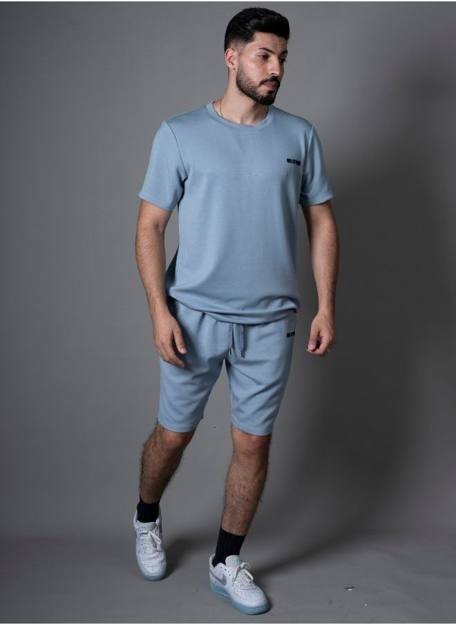 Mei Stylish - Men Active Wear Solid Breathable T-shirt and Short Tracksuit Set - Image 1