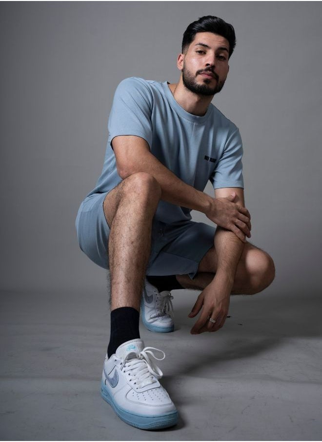 Mei Stylish - Men Active Wear Solid Breathable T-shirt and Short Tracksuit Set - Image 1