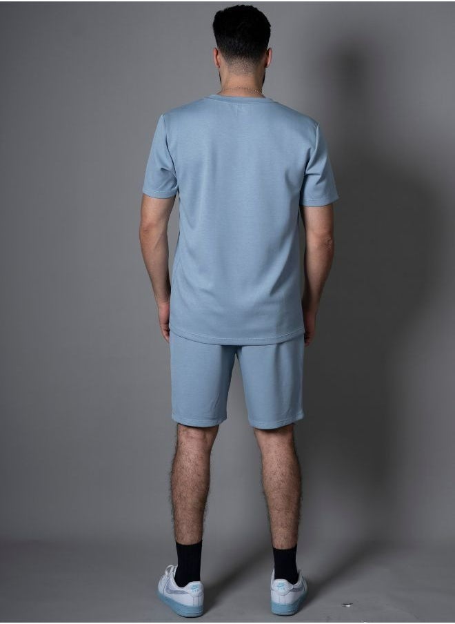 Mei Stylish - Men Active Wear Solid Breathable T-shirt and Short Tracksuit Set - Image 1