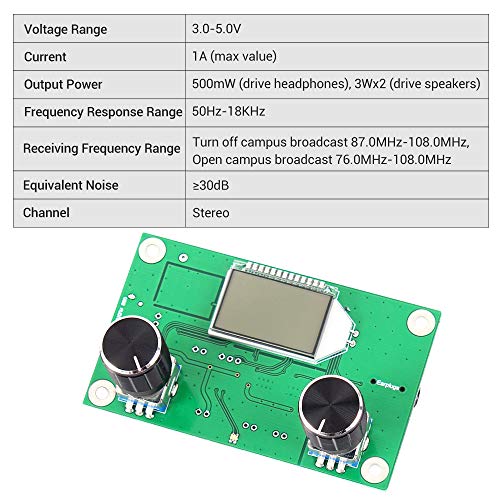 IS Digital FM Receiver Module, Icstation Radio Receiver Module Digital Stereo Board LCD Display DSP PLL 76.0MHz-108.0MHz Green - Image 3