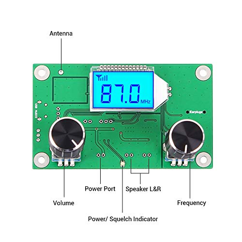 IS Digital FM Receiver Module, Icstation Radio Receiver Module Digital Stereo Board LCD Display DSP PLL 76.0MHz-108.0MHz Green - Image 4